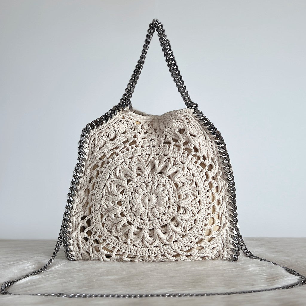 Stella Mccartney Creamy Knitted Falabella Small 2 Way Crossbody Shoulder Bag