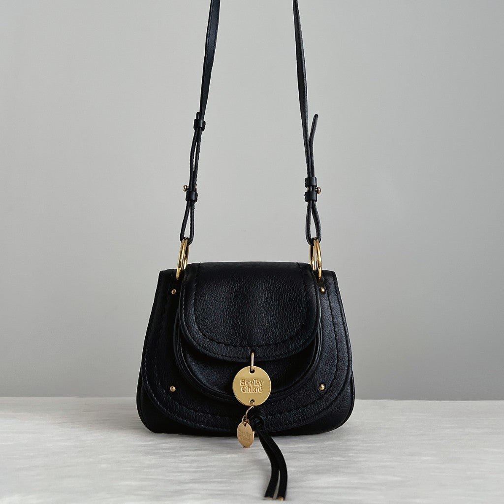 See by Chloe Black Leather Front Detail Crossbody Shoulder Bag Like New