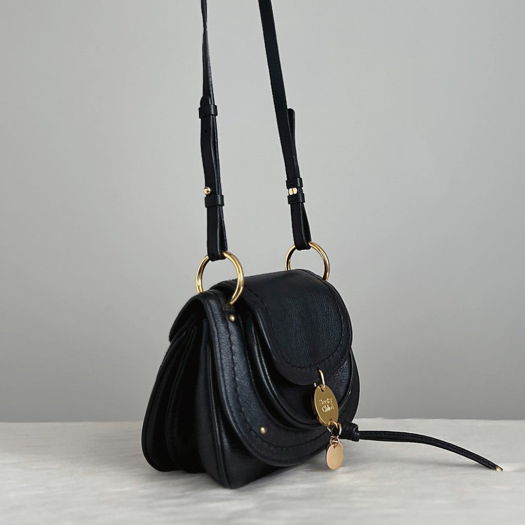 See by Chloe Black Leather Front Detail Crossbody Shoulder Bag Like New