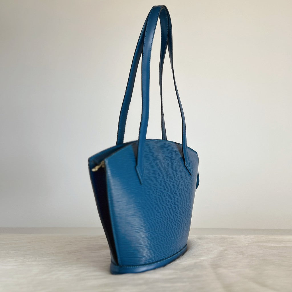 Louis Vuitton Blue Epi Leather Saint Jacques Poignees Shoulder Bag Excellent