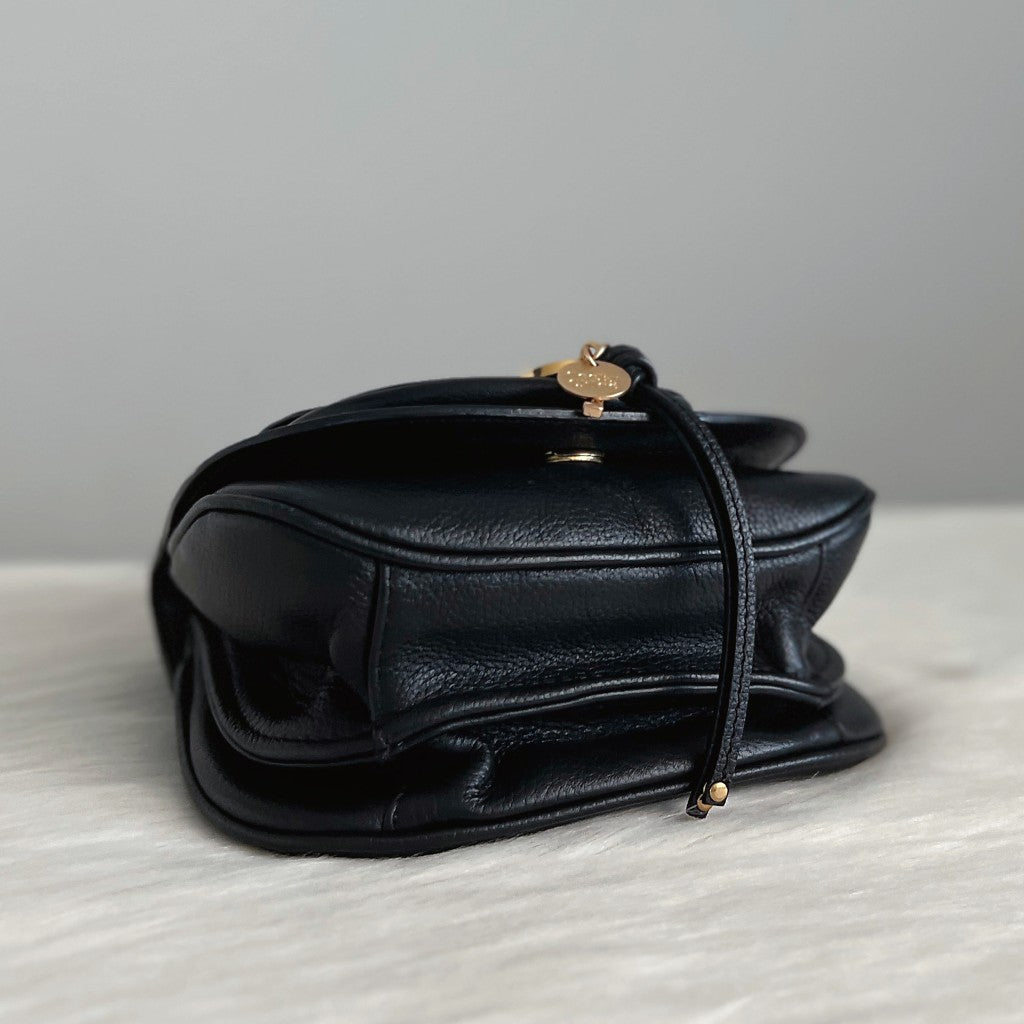 See by Chloe Black Leather Front Detail Crossbody Shoulder Bag Like New