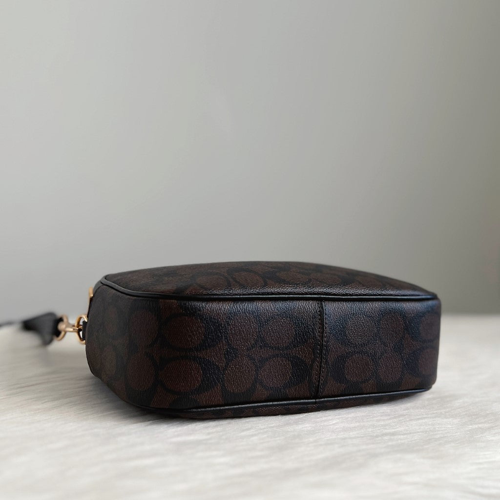 Coach Black Leather Monogram Front Logo Camera Crossbody Shoulder Bag Like New