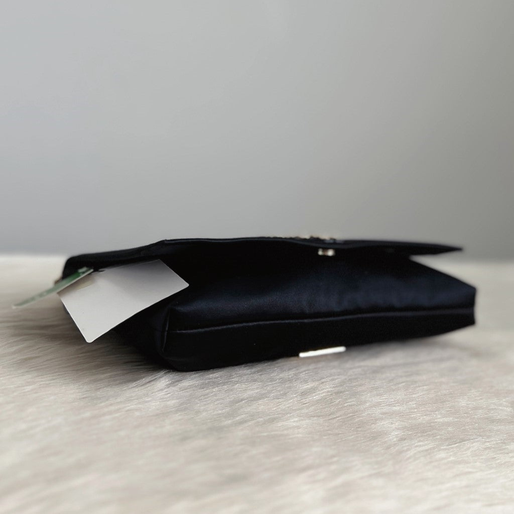 Kate Spade Black Satin Rhinestone Detail Crossbody Shoulder Bag New with Tags