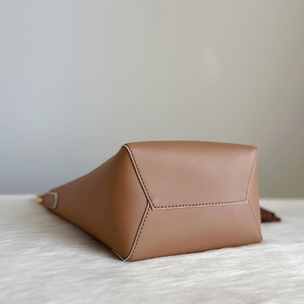 Ralph Lauren Mocca Leather Bucket 2 Way Shoulder Bag Like New