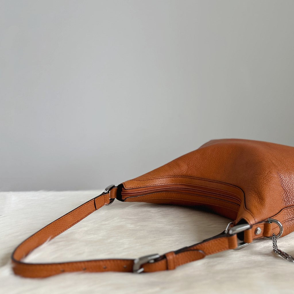 Gucci Caramel Leather Double G Charm Slouchy Shoulder Bag