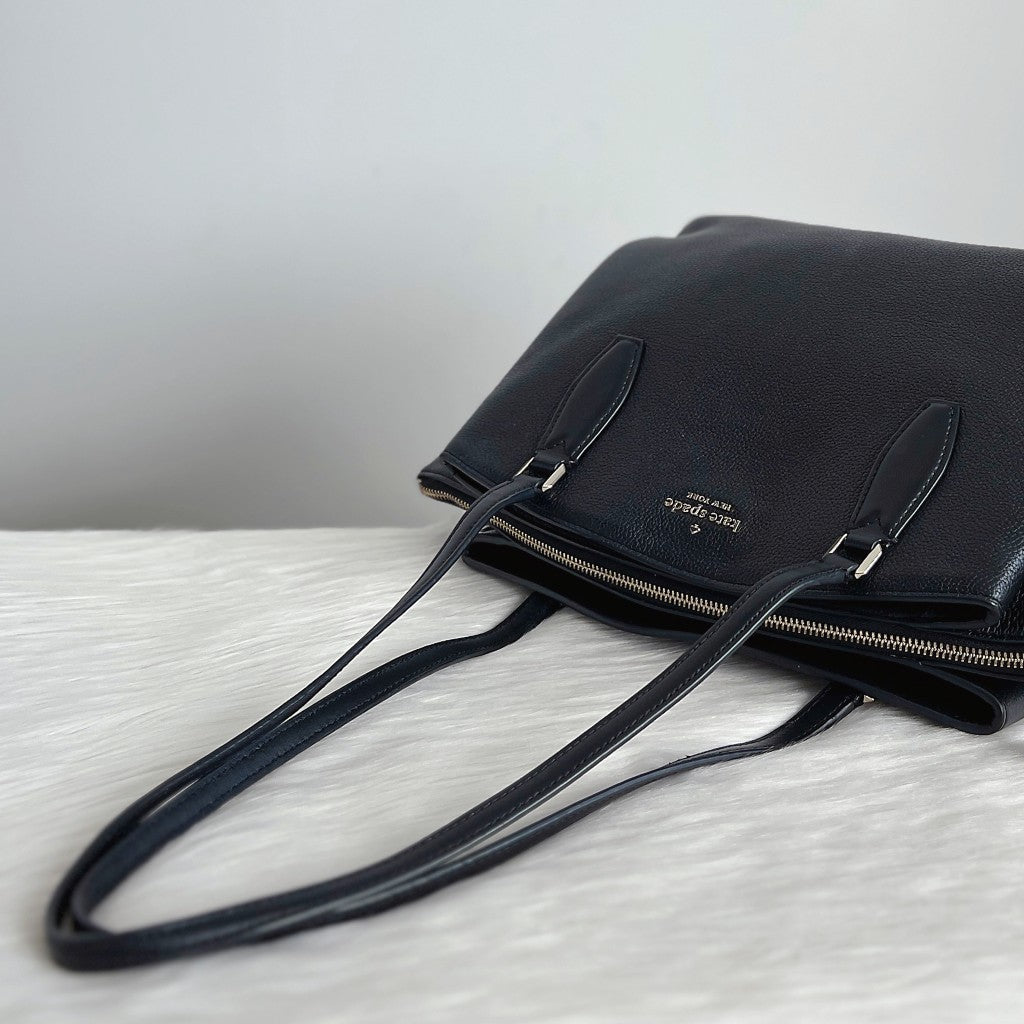 Kate Spade Black Leather Triple Compartment Shoulder Bag