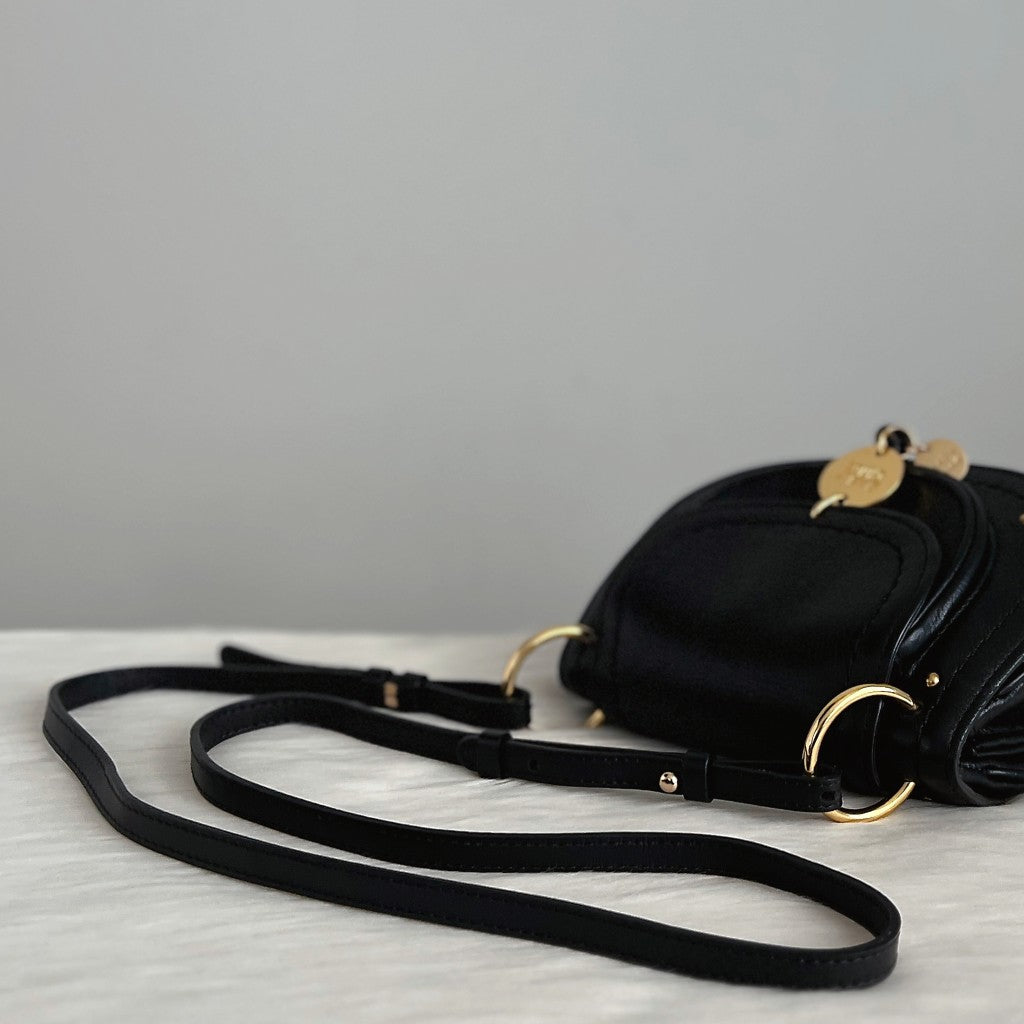 See by Chloe Black Leather Front Detail Crossbody Shoulder Bag Like New