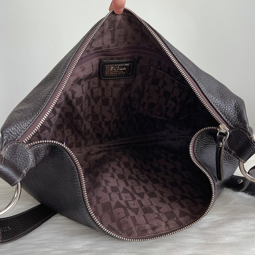 Furla Black Leather Slouchy Crossbody Shoulder Bag Excellent