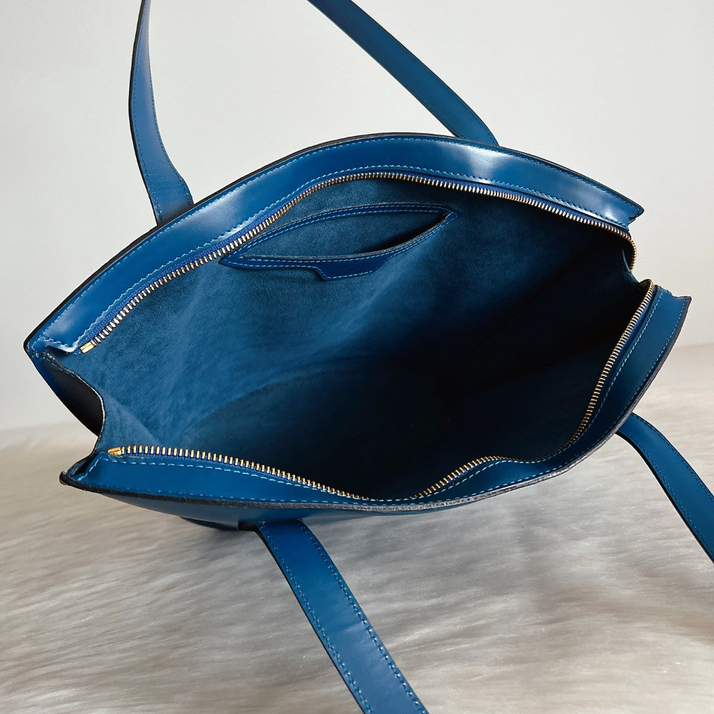 Louis Vuitton Blue Epi Leather Saint Jacques Poignees Shoulder Bag Excellent