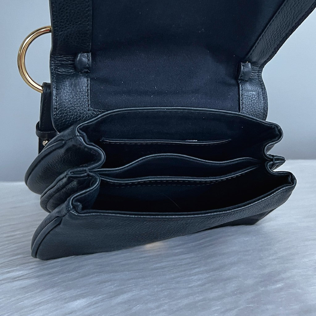 See by Chloe Black Leather Front Detail Crossbody Shoulder Bag Like New
