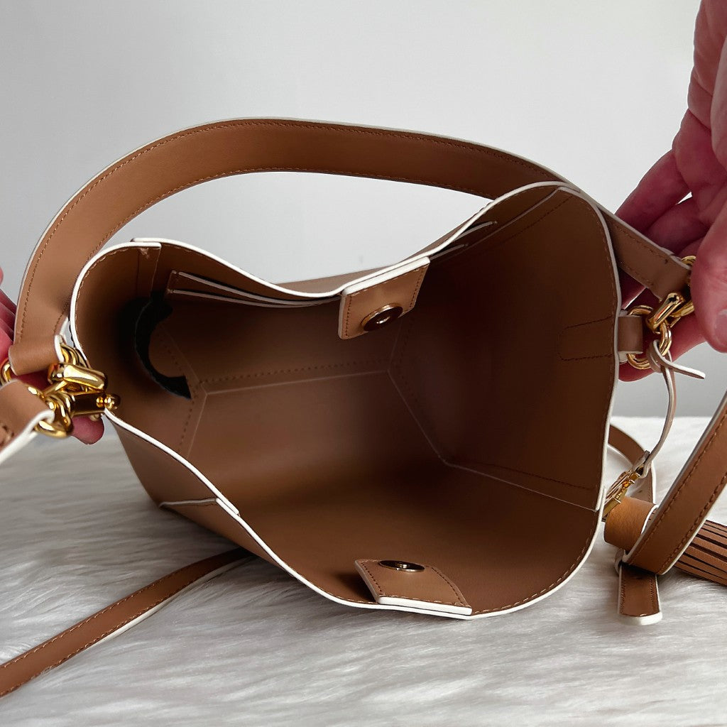 Ralph Lauren Mocca Leather Bucket 2 Way Shoulder Bag Like New