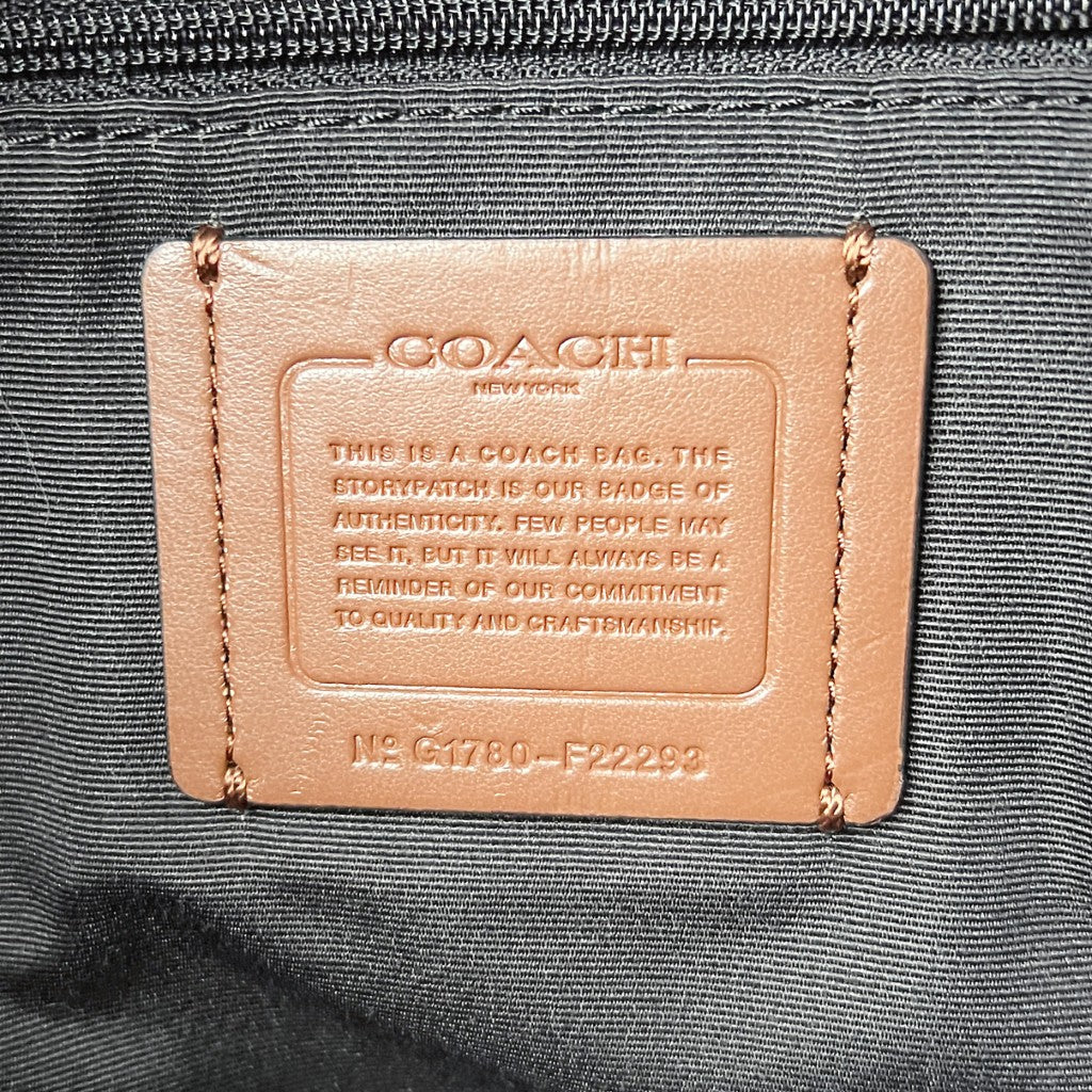 Coach Black Leather Monogram Shopper Shoulder Bag Like New