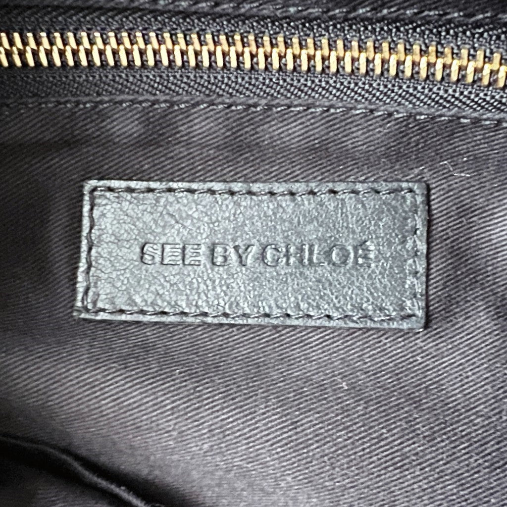 See by Chloe Patent Black Leather Front Detail 2 Way Shoulder Bag Excellent