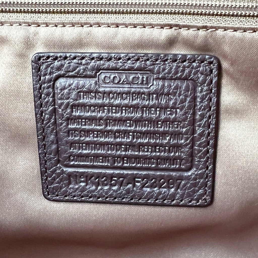 Coach Chocolate Leather Monogram Carryall Shoulder Bag Excellent