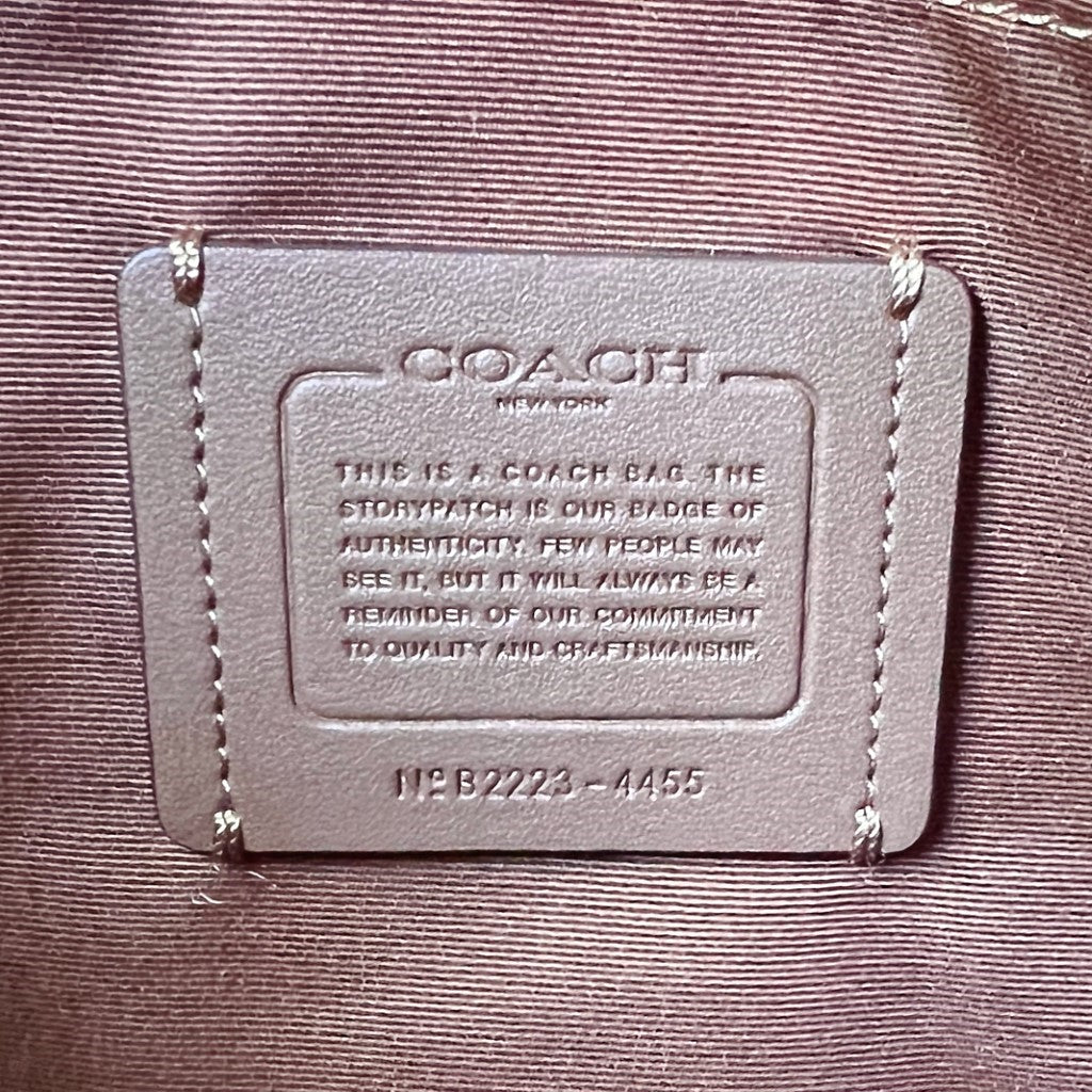 Coach Caramel Leather Monogram Front Logo Carryall Shoulder Bag Excellent