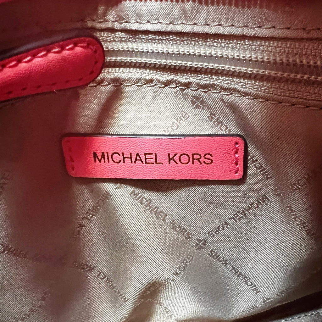 Michael Kors Pink Leather Monogram Padlock Detail 2 Way Shoulder Bag Like New