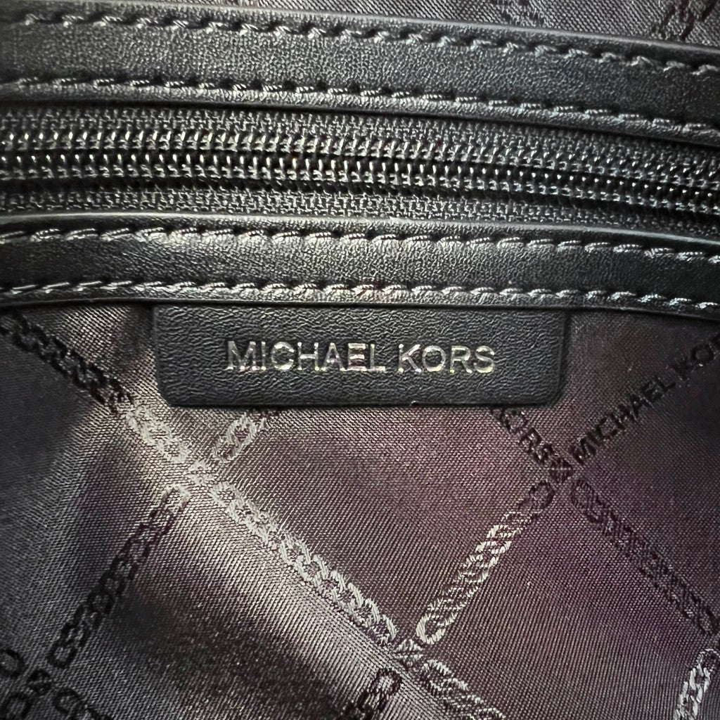 Michael Kors Black Leather Padlock Triple Compartment 2 Way Shoulder Bag Like New
