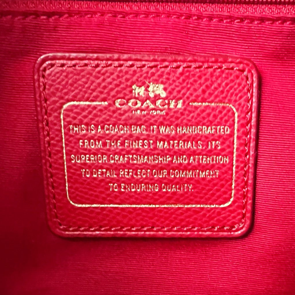 Coach Red Leather Monogram Slouchy 2 Way Shoulder Bag Excellent