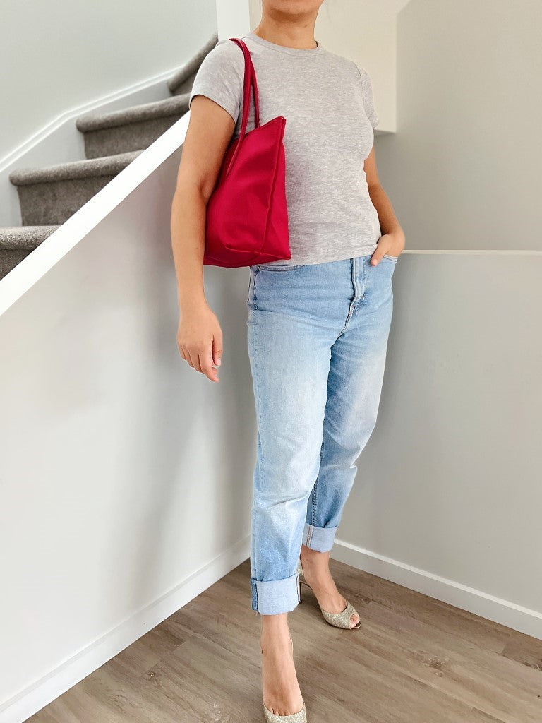 Lacoste Fuchsia Front Logo Carryall Shoulder Bag Excellent