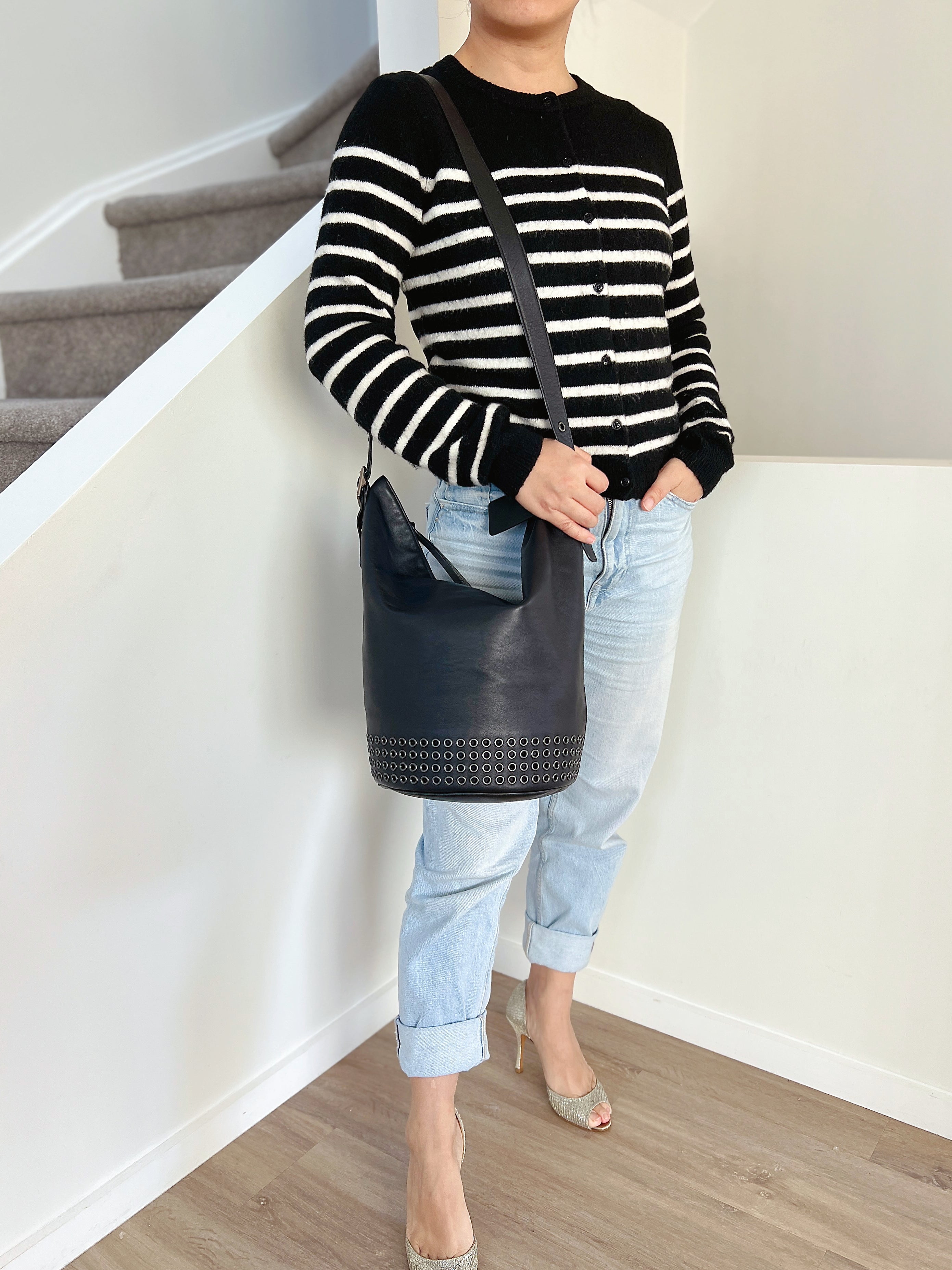 Coach Black Leather Slouchy Bucket Crossbody Shoulder Bag Excellent