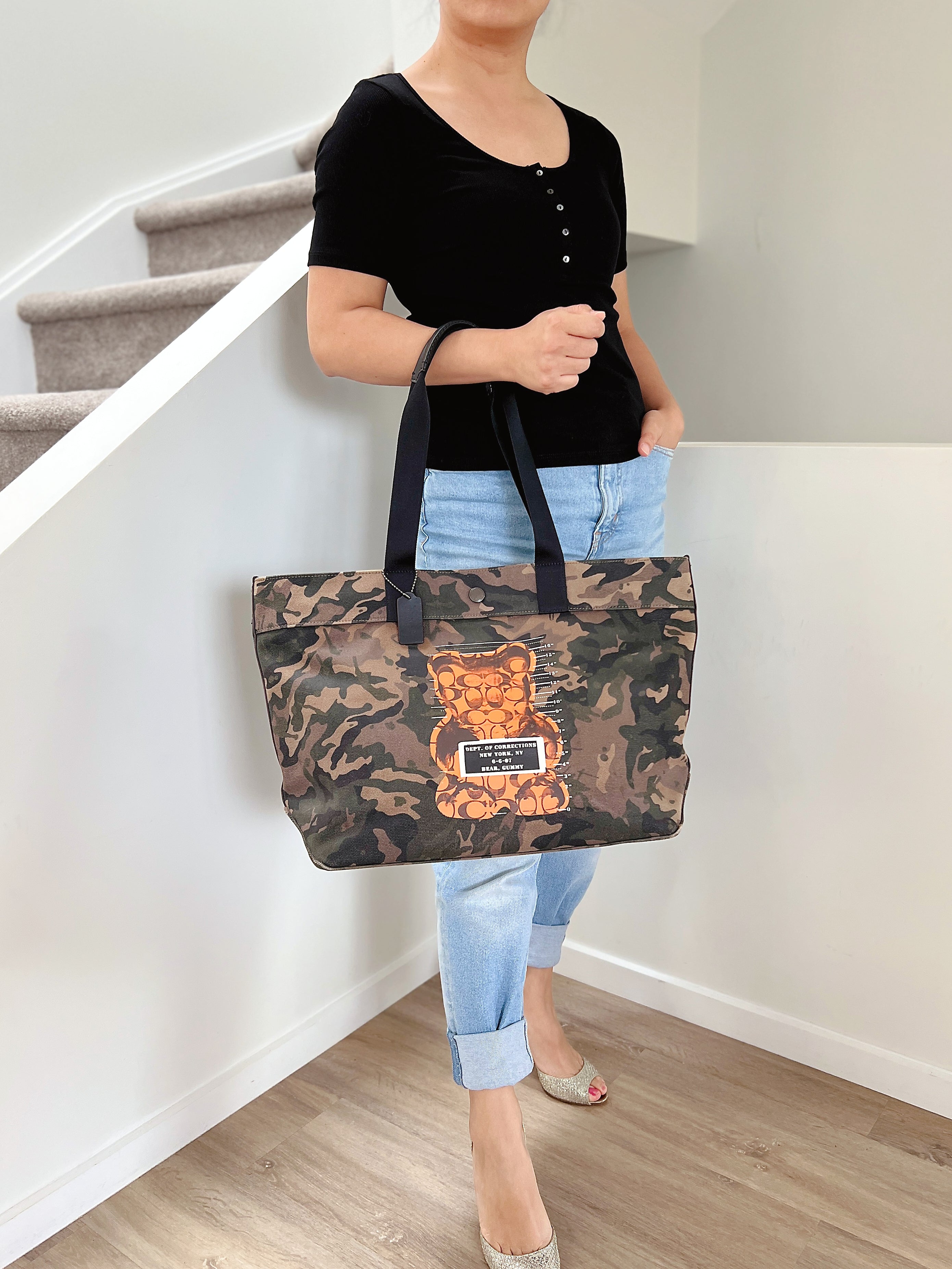Coach Camo Print Oversized Weekend Shoulder Bag Excellent
