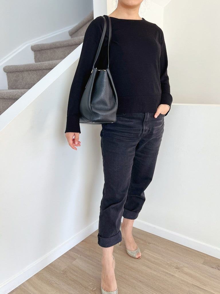 Kate Spade Black Leather Triple Compartment Shoulder Bag