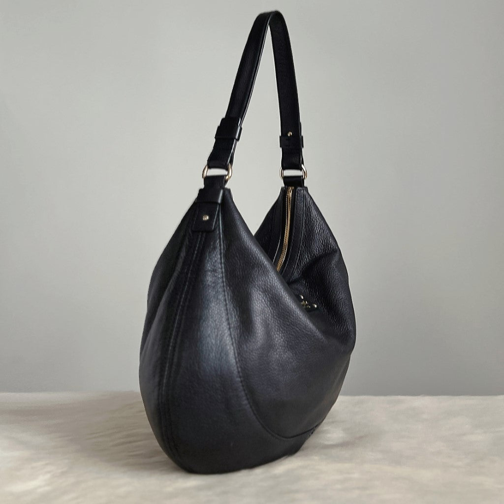 Kate Spade Black Leather Slouchy Half Moon Shoulder Bag Excellent