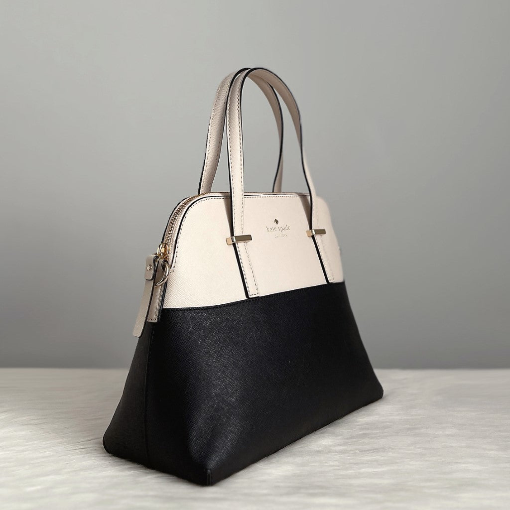 Kate Spade Two Tone Leather Front Logo Carryall 2 Way Shoulder Bag Like New