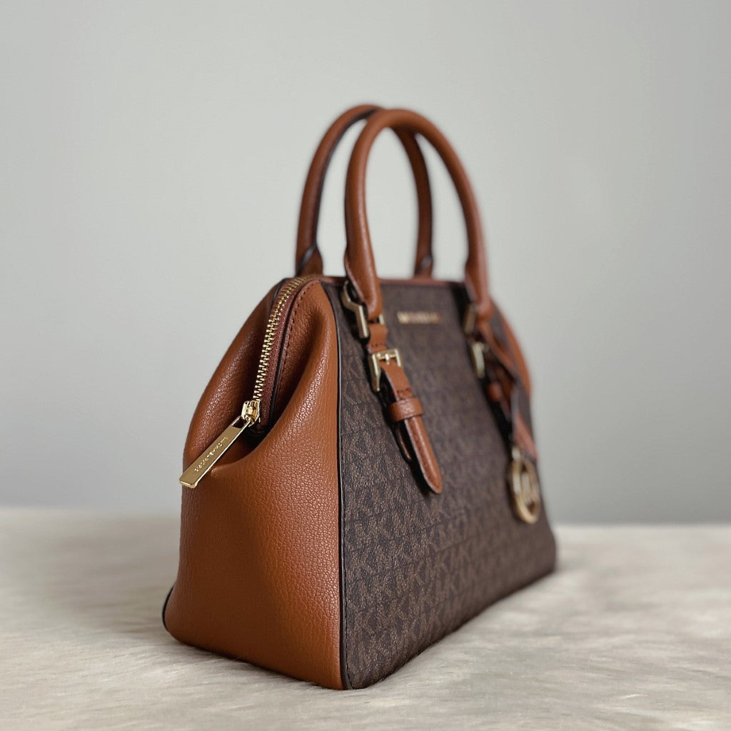 Michael Kors Caramel Leather Monogram 2 Way Shoulder Bag Like New