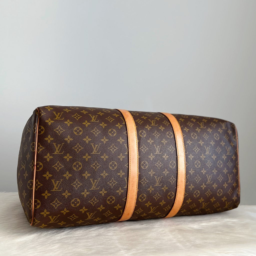 Louis Vuitton Signature Monogram Keepall 55 Travel Bag Full Set