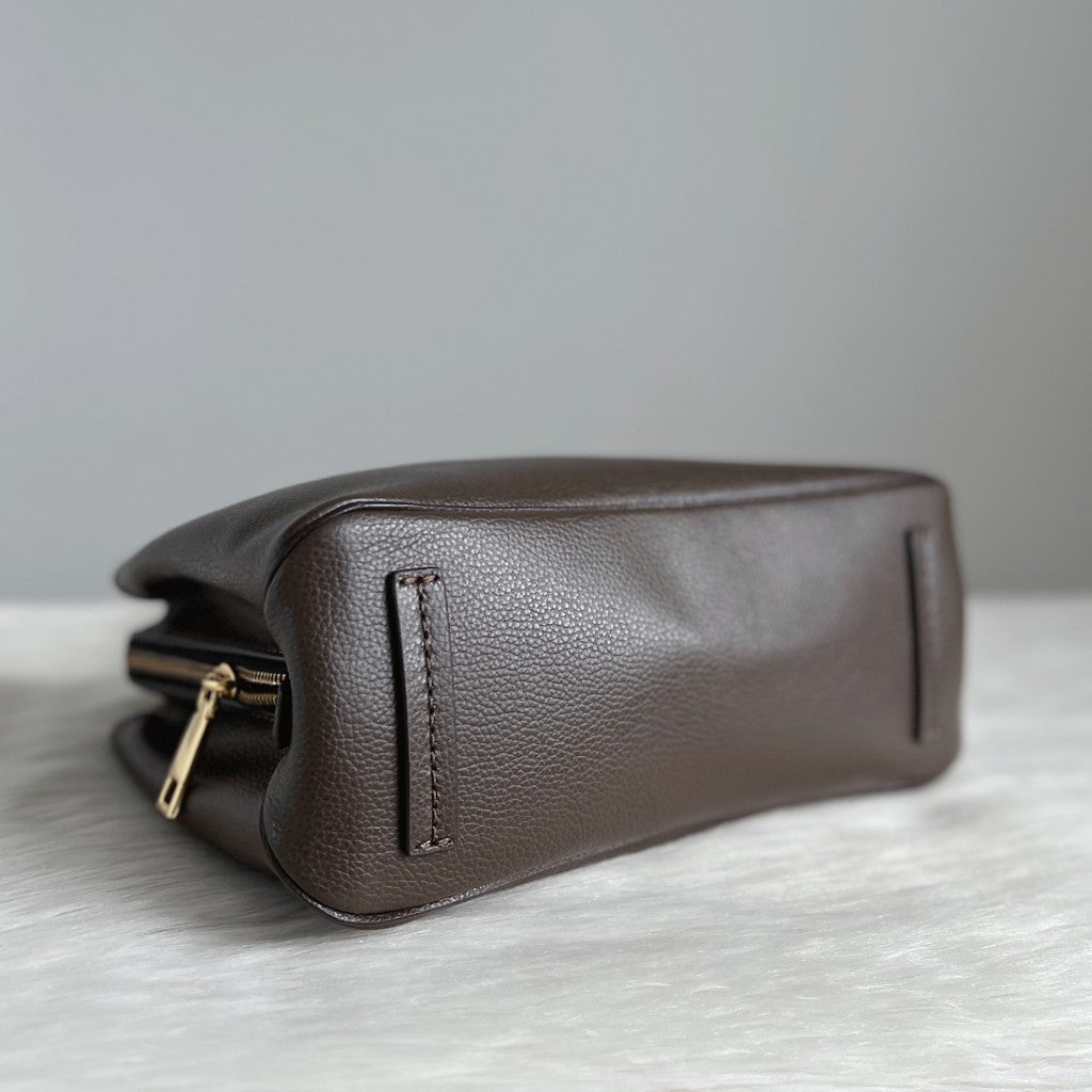Marc Jacobs Mocha Leather Triple Compartment 2 Way Shoulder Bag Like New
