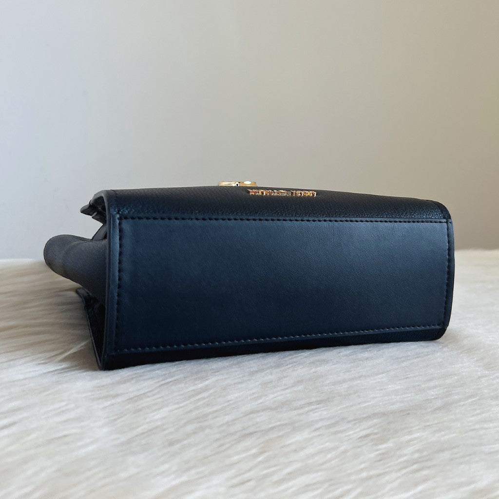 Michael Kors Black Leather Padlock Key Detail Crossbody Shoulder Bag Like New
