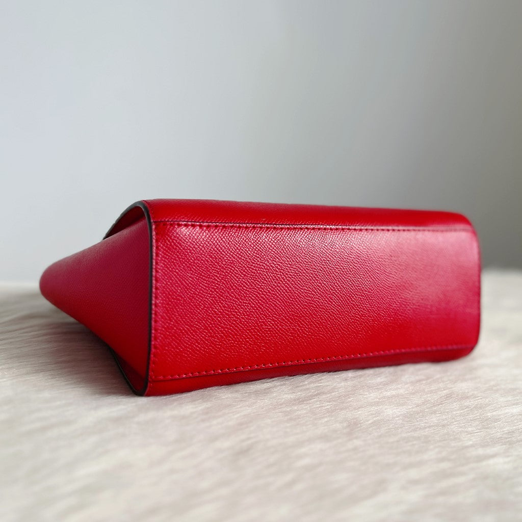 Michael Kors Red Leather Selma Crossbody Shoulder Bag Like New