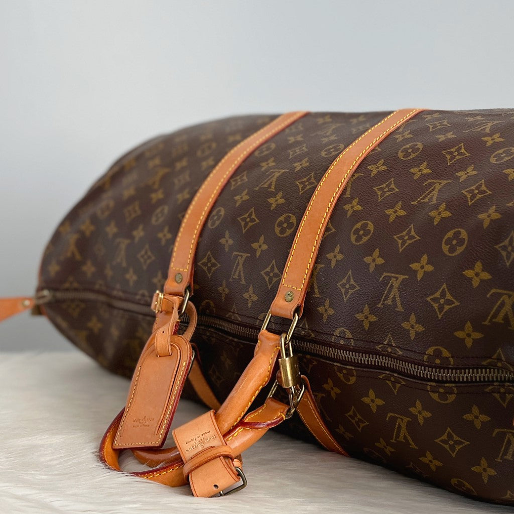 Louis Vuitton Signature Monogram Keepall 55 Travel Bag Full Set