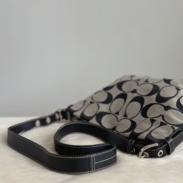 Coach Black Leather Monogram Slouchy Crossbody Shoulder Bag