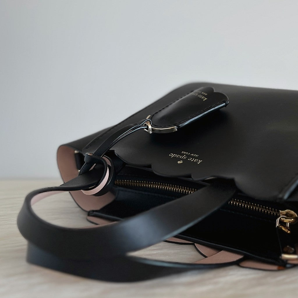 Kate Spade Black Leather Front Logo 2 Way Shoulder Bag Like New