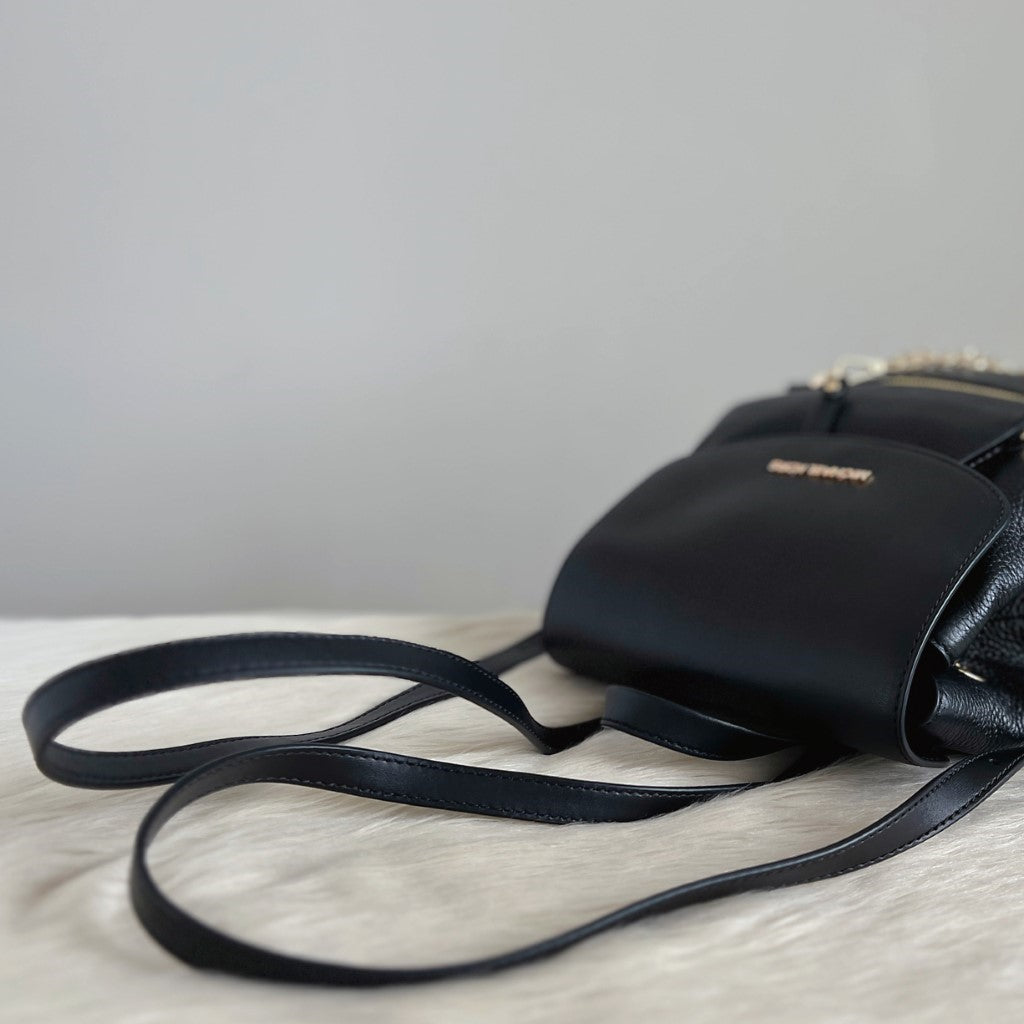 Michael Kors Black Leather Chain Detail Backpack Like New