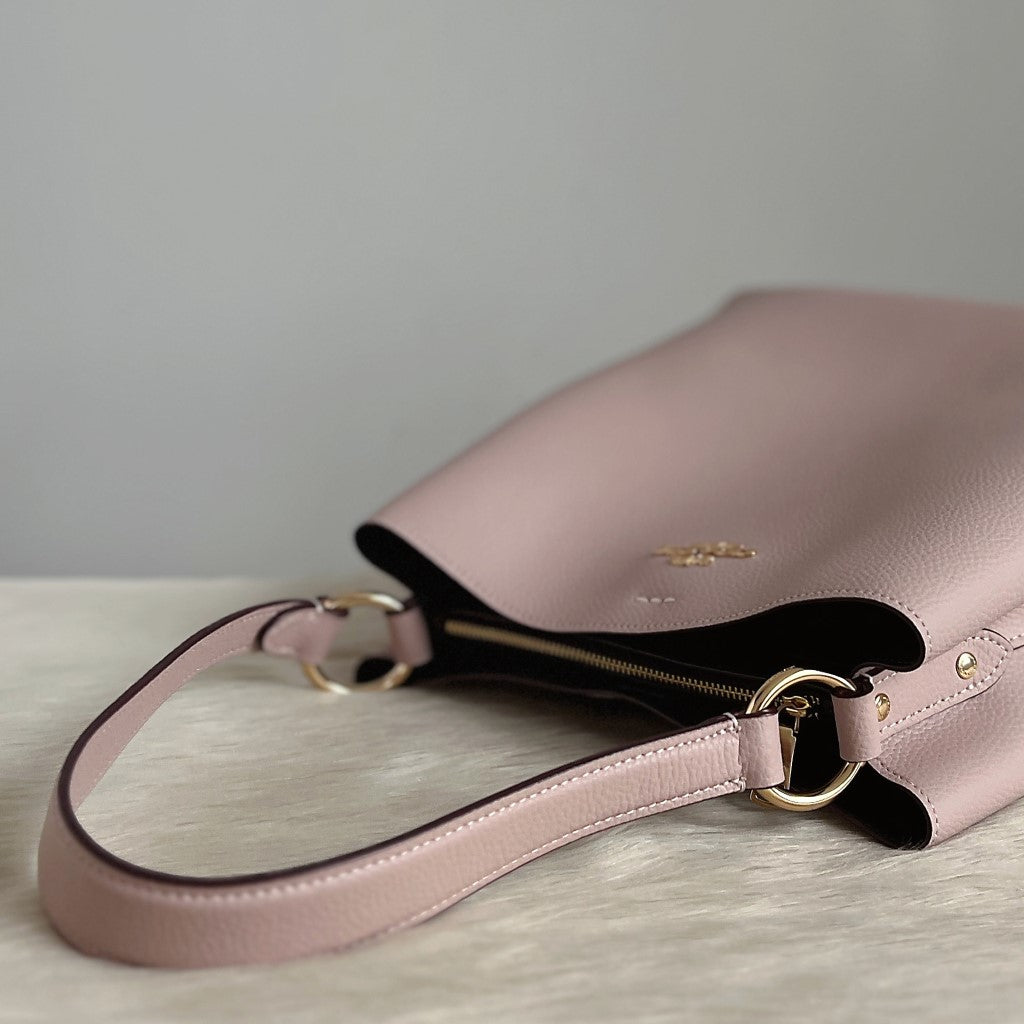 Coach Blush Pink Leather Triple Compartment Bucket 2 Way Shoulder Bag Like New