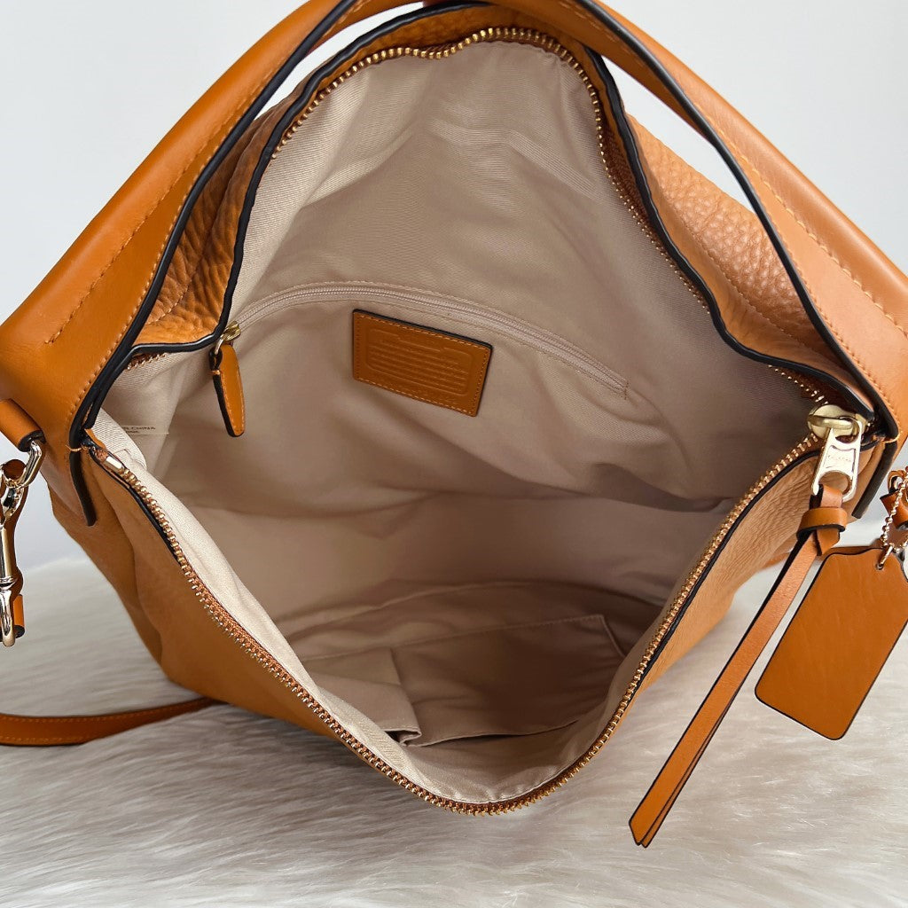 Coach Caramel Leather Slouchy 2 Way Shoulder Bag Like New