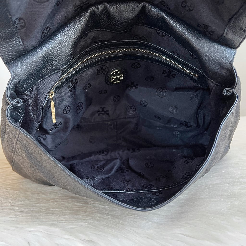 Tory Burch Black Leather Chain Detail 2 Way Shoulder Bag Like New