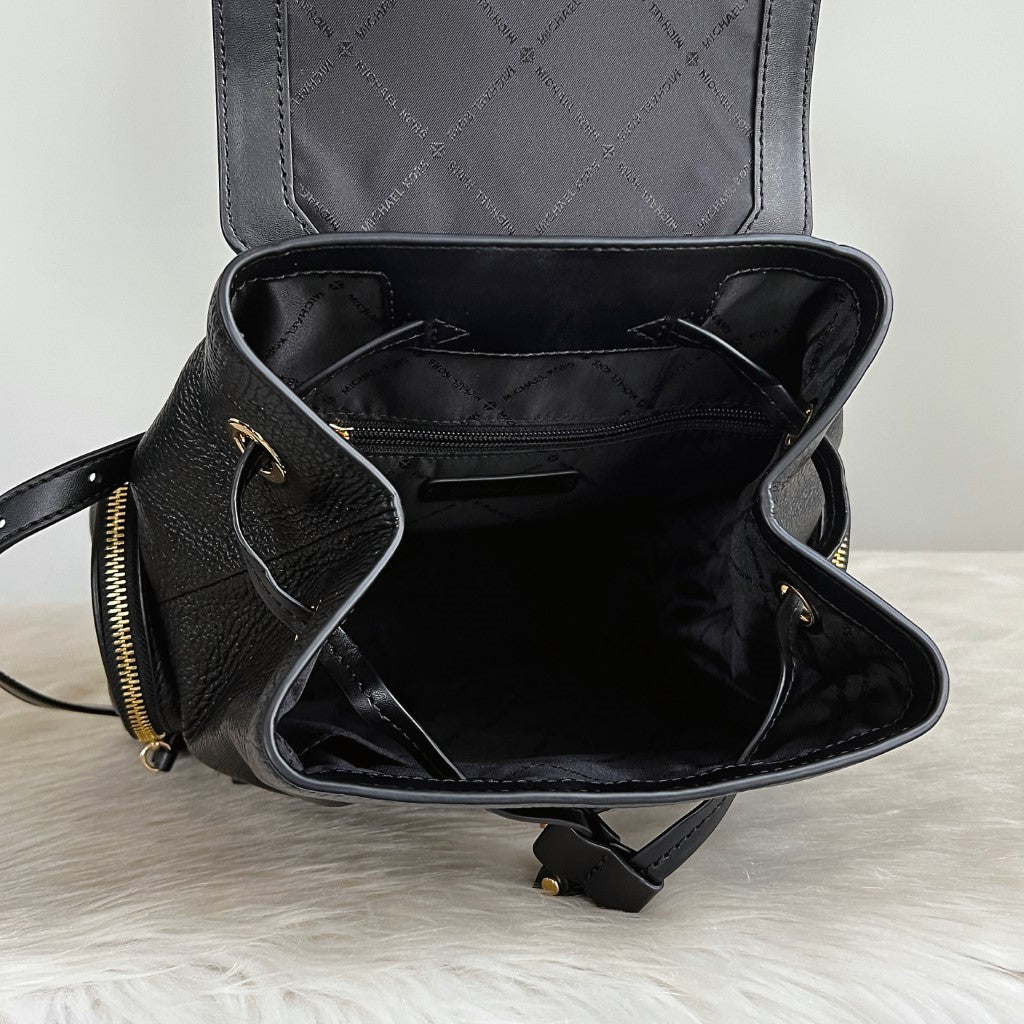 Michael Kors Black Leather Chain Detail Backpack Like New