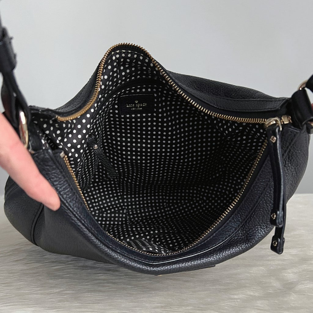 Kate Spade Black Leather Slouchy Half Moon Shoulder Bag Excellent