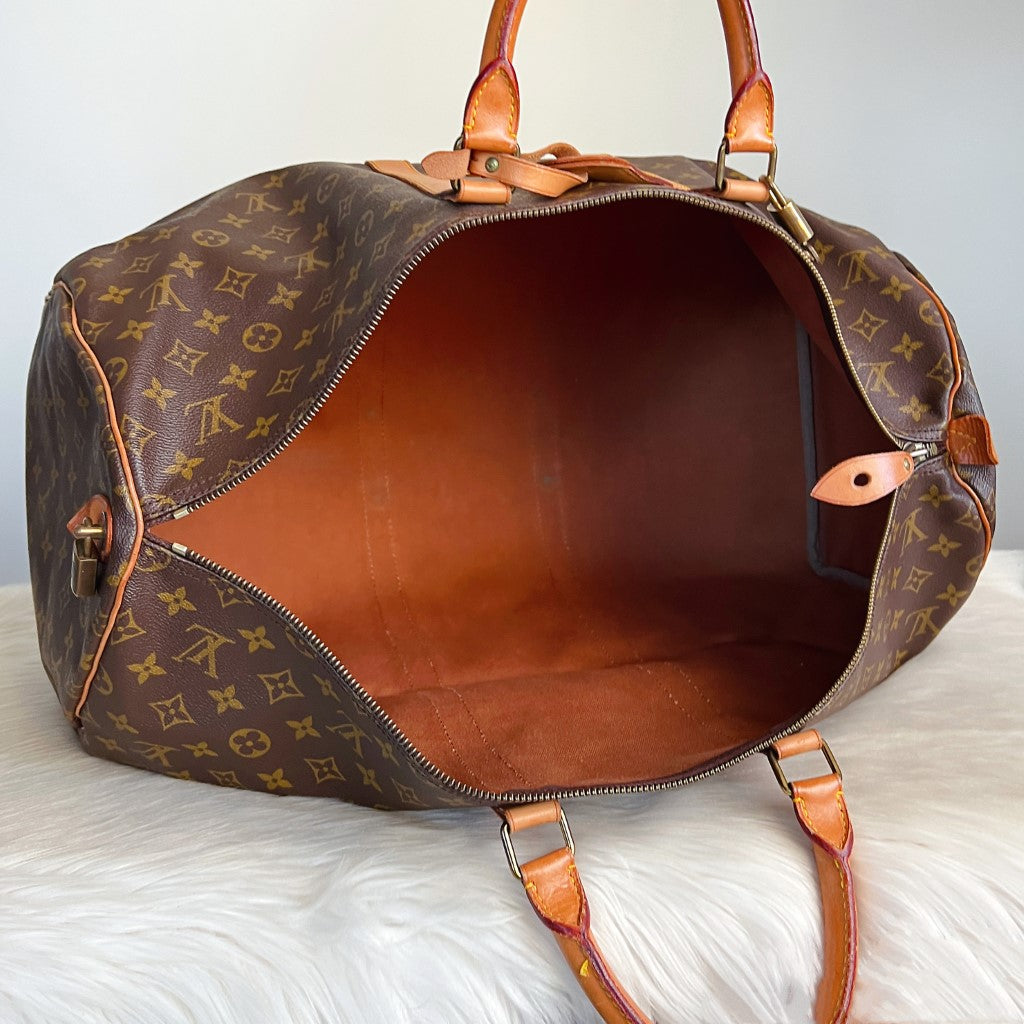 Louis Vuitton Signature Monogram Keepall 55 Travel Bag Full Set