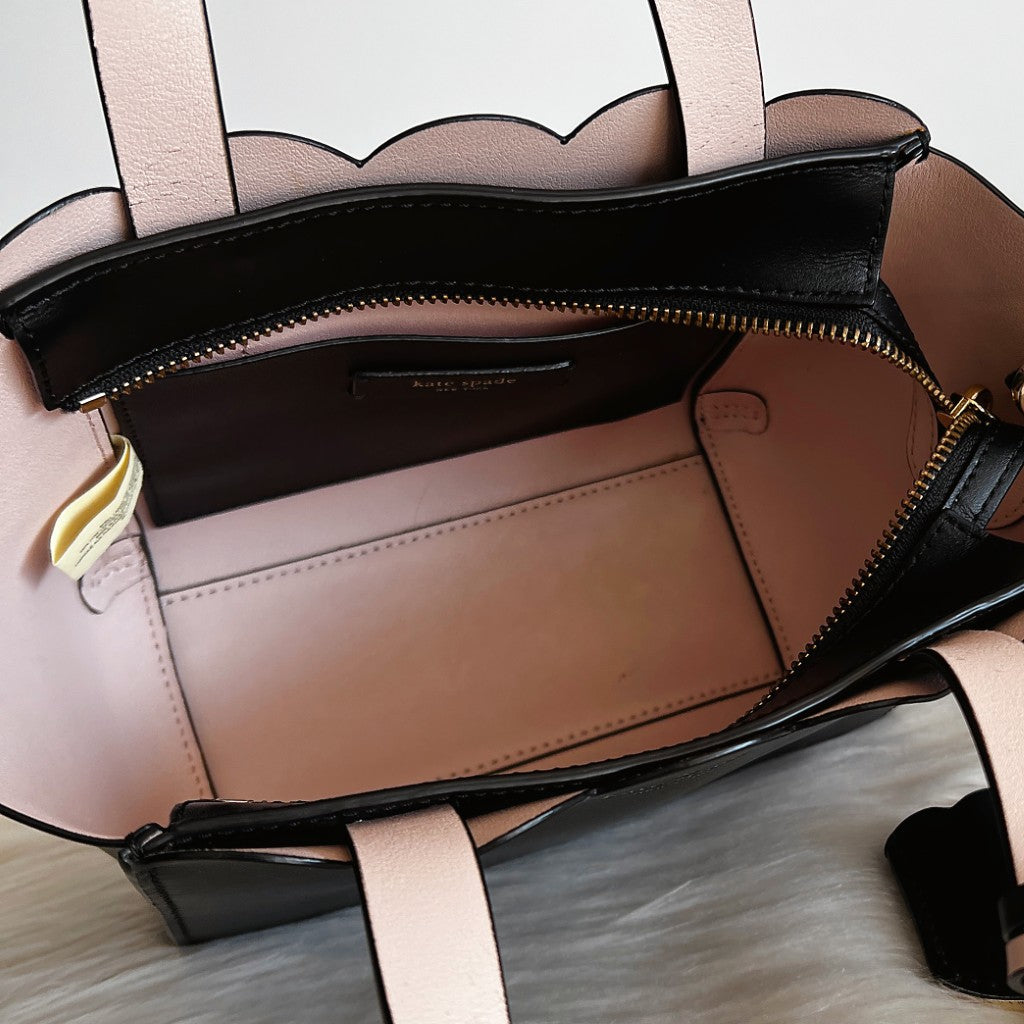 Kate Spade Black Leather Front Logo 2 Way Shoulder Bag Like New