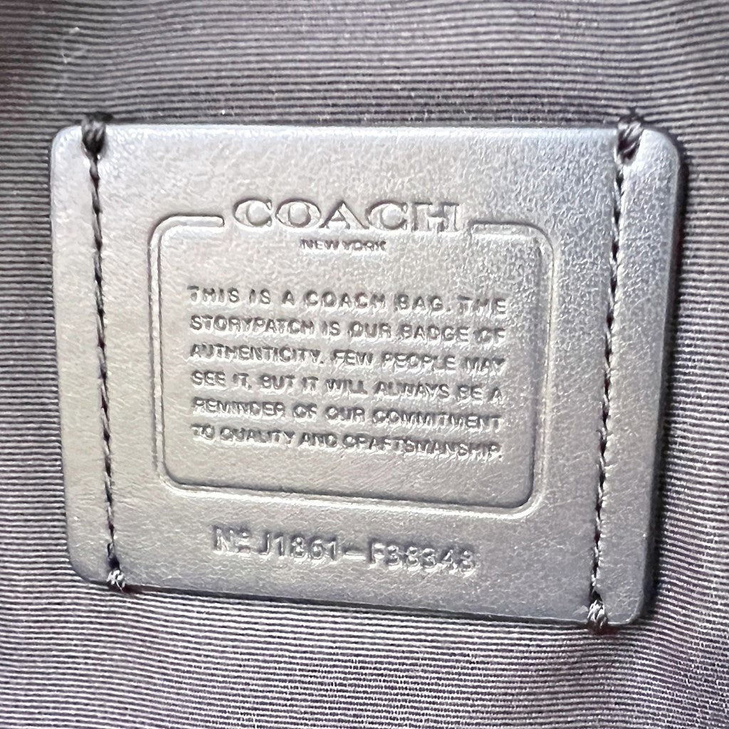 Coach Black Leather Front Zip Compartment Drawstring Large Backpack Excellent