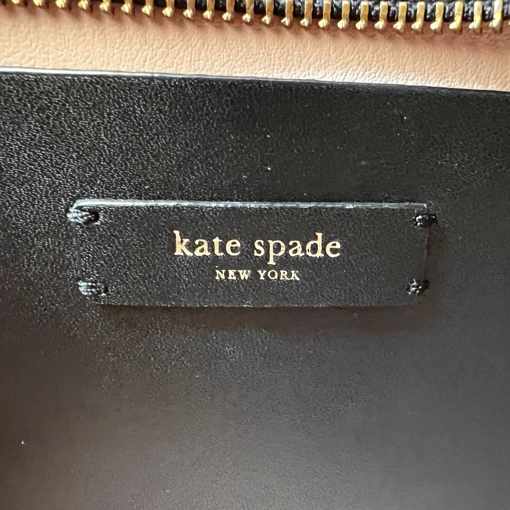 Kate Spade Black Leather Front Logo 2 Way Shoulder Bag Like New