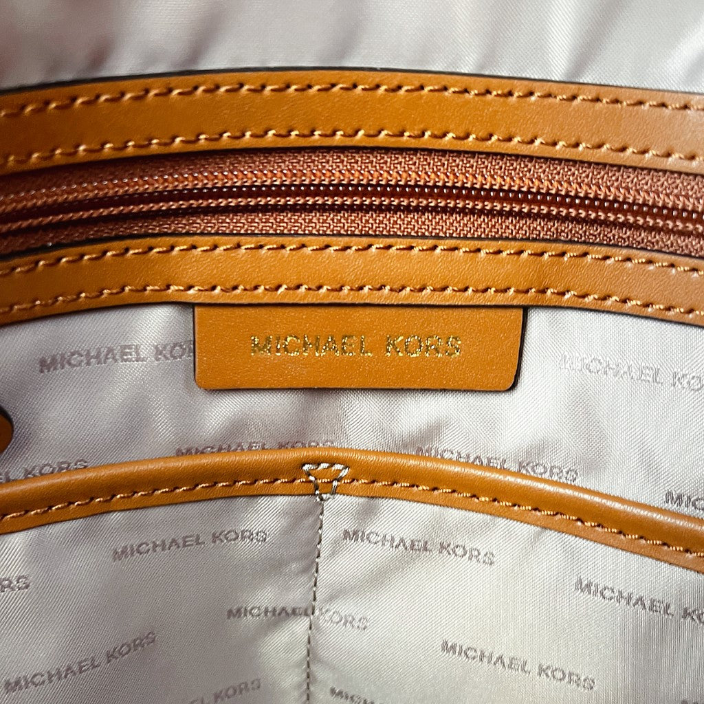 Michael Kors Caramel Leather Triple Compartment Career Shoulder Bag Like New