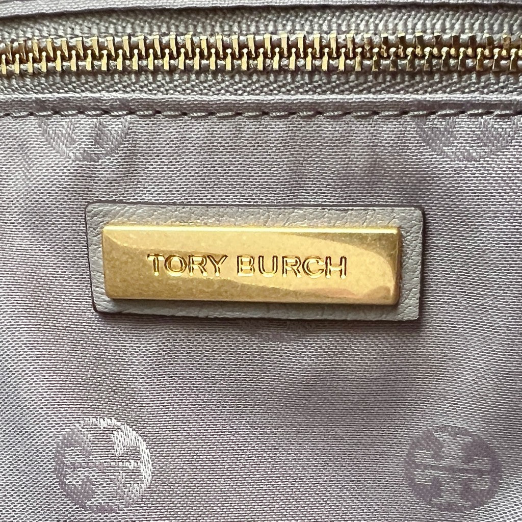 Tory Burch Taupe Leather Triple Compartment 2 Way Shoulder Bag Like New