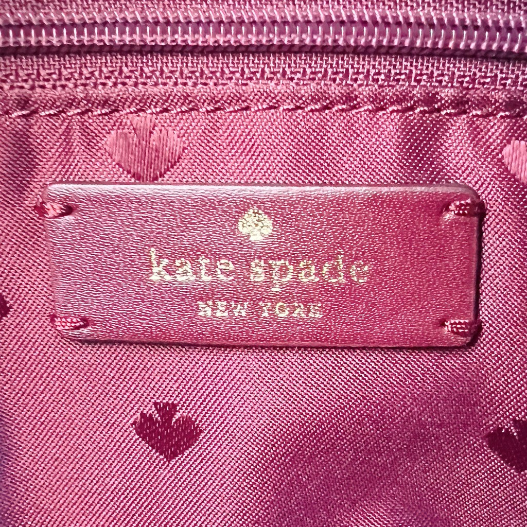 Kate Spade Burgundy Leather Pattered Front Logo Crossbody Shoulder Bag Like New