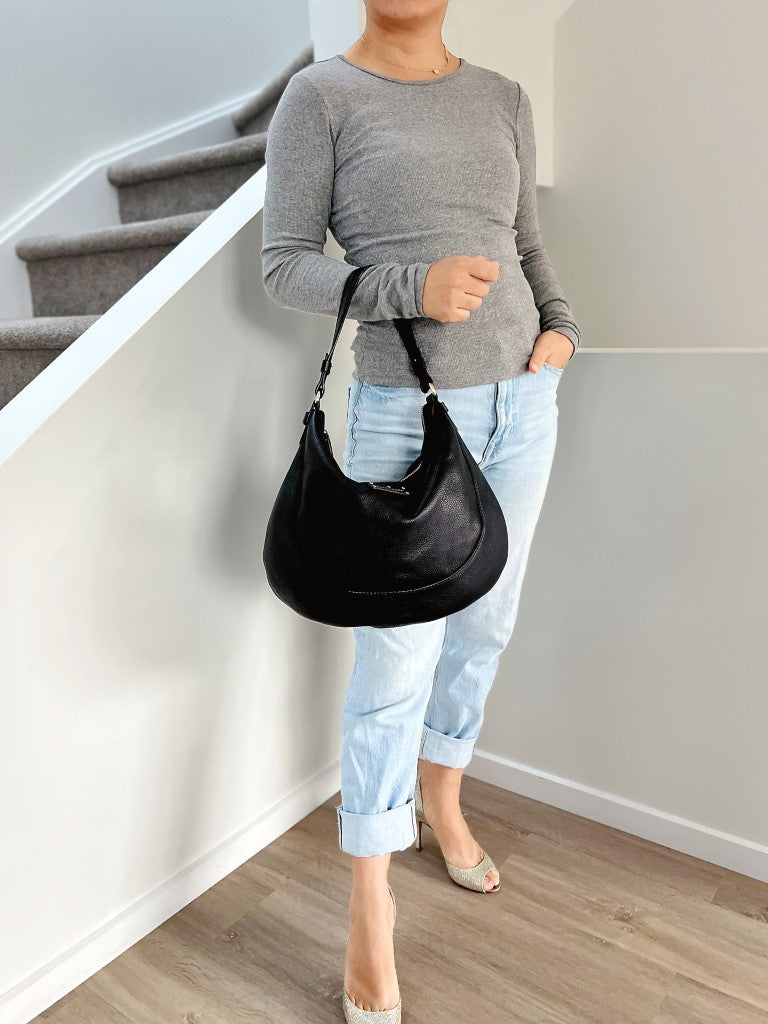 Kate Spade Black Leather Slouchy Half Moon Shoulder Bag Excellent